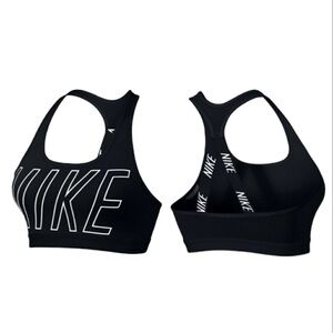 NWOT Nike Dri-Fit Size Large Black Classic Logo Racerback Training Sports Bra